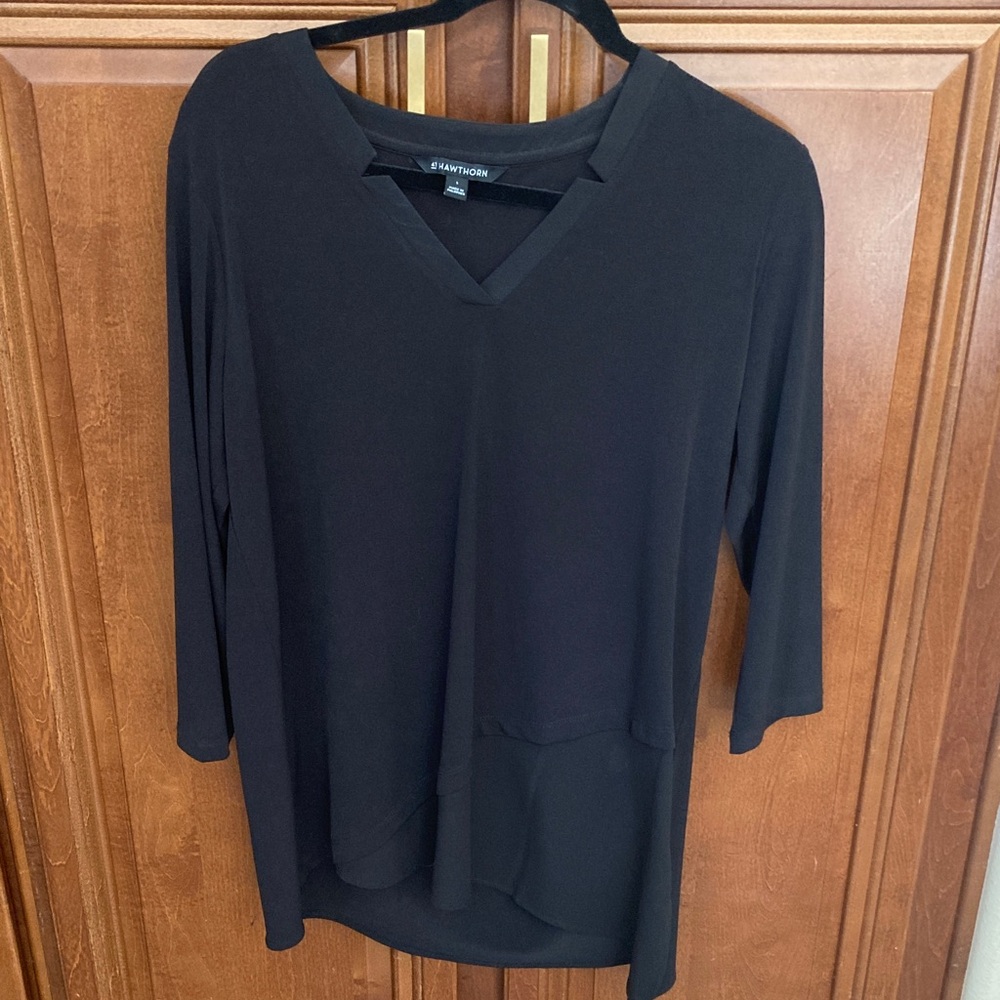 East 5th Black V-Neck Women's Blouse